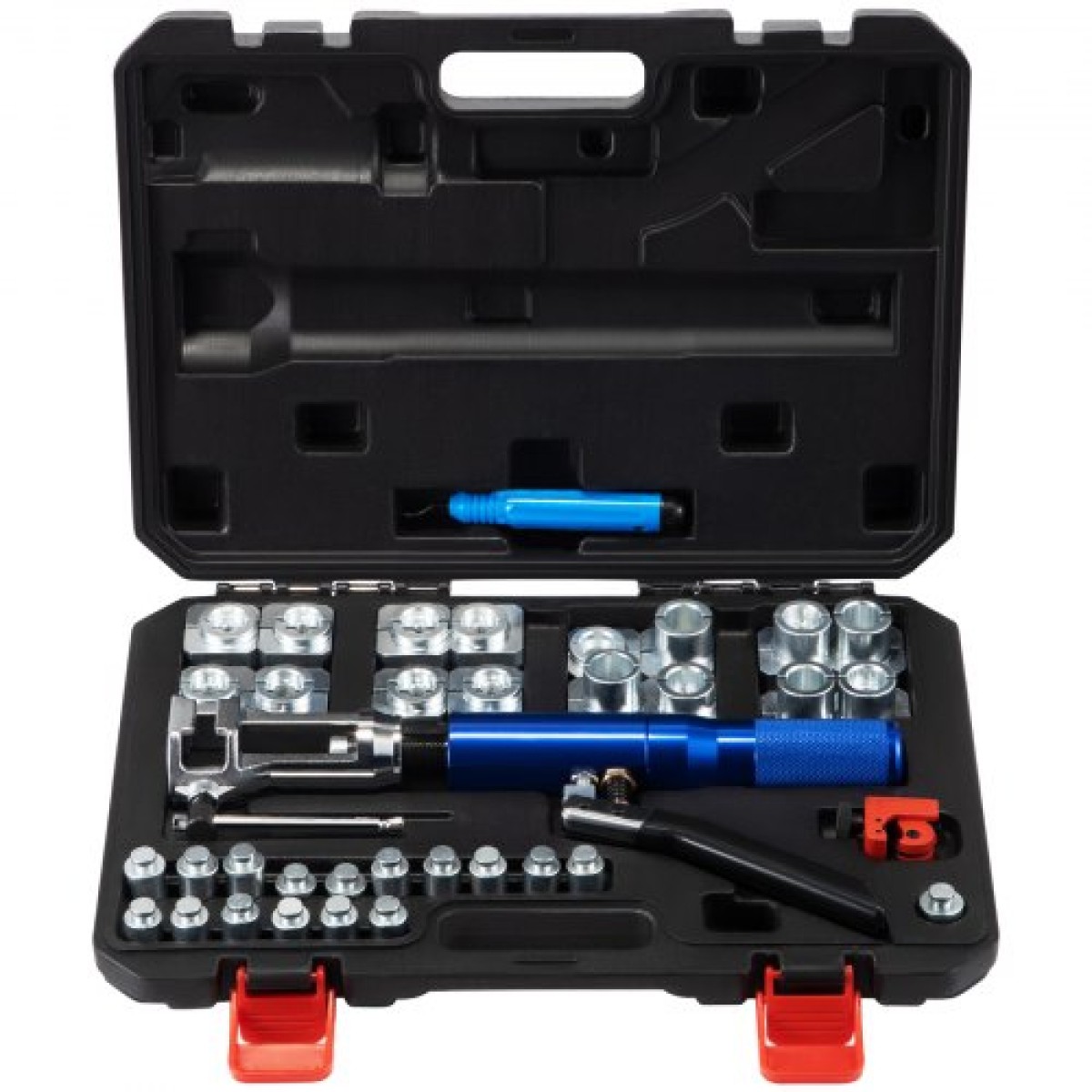 VEVOR Hydraulic Flaring Tool Kit, 45° Double Flaring Tool, Brake Repair Brake Flaring Tools for 3/16"-1/2", Brake Flare Tool with Tube Cutter and Deburrer, 30 PCS Tube Flaring Tools for Copper Lines