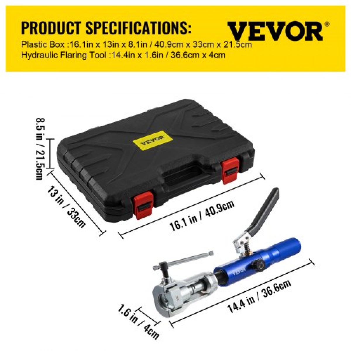 VEVOR Hydraulic Flaring Tool Kit, 45° Double Flaring Tool, Brake Repair Brake Flaring Tools for 3/16"-1/2", Brake Flare Tool with Tube Cutter and Deburrer, 30 PCS Tube Flaring Tools for Copper Lines