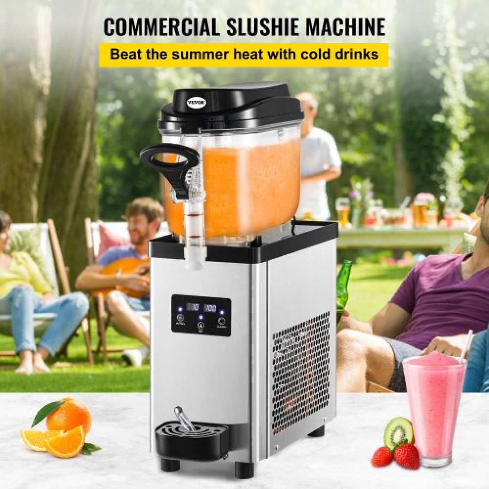 VEVOR Commercial Slushy Machine, 6L/1,6 Galllons 25 Cups Single-Bowl, 705W 220V, Inox Margarita Smoothie Frozen Drink Maker, Slushie Machine για σούπερ μάρκετ Καφετέριες Εστιατόρια Μπαρ Οικιακή χρήση