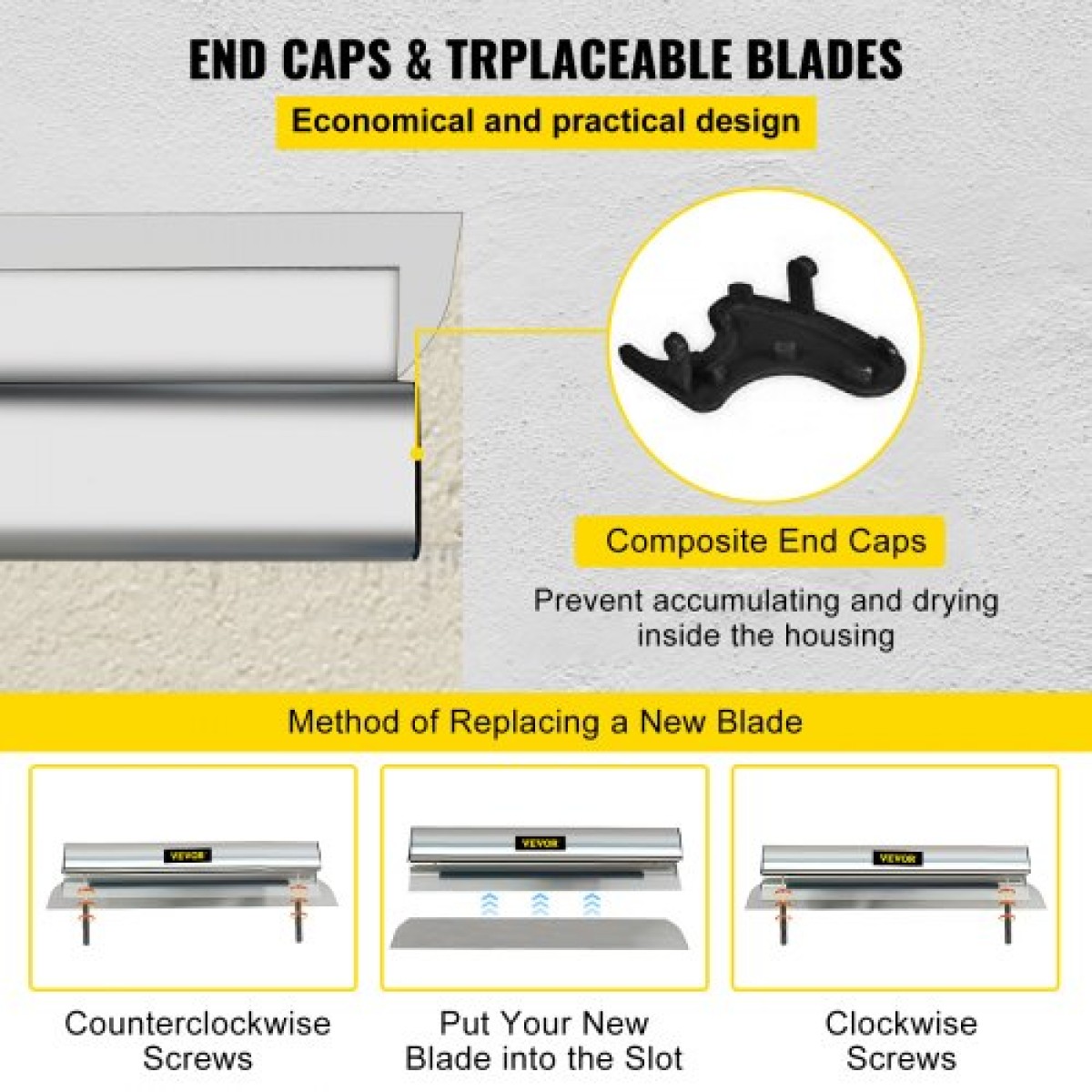 Γυψοσανίδα VEVOR Skimming Blade, 40inch Smoothing Knock-down Knife, Εργαλείο φινιρίσματος Putty Knife από ανοξείδωτο χάλυβα, ακραίες τάπες υψηλής πρόσκρουσης για γυψοσανίδες τοίχου γυψοσανίδας Gyprock