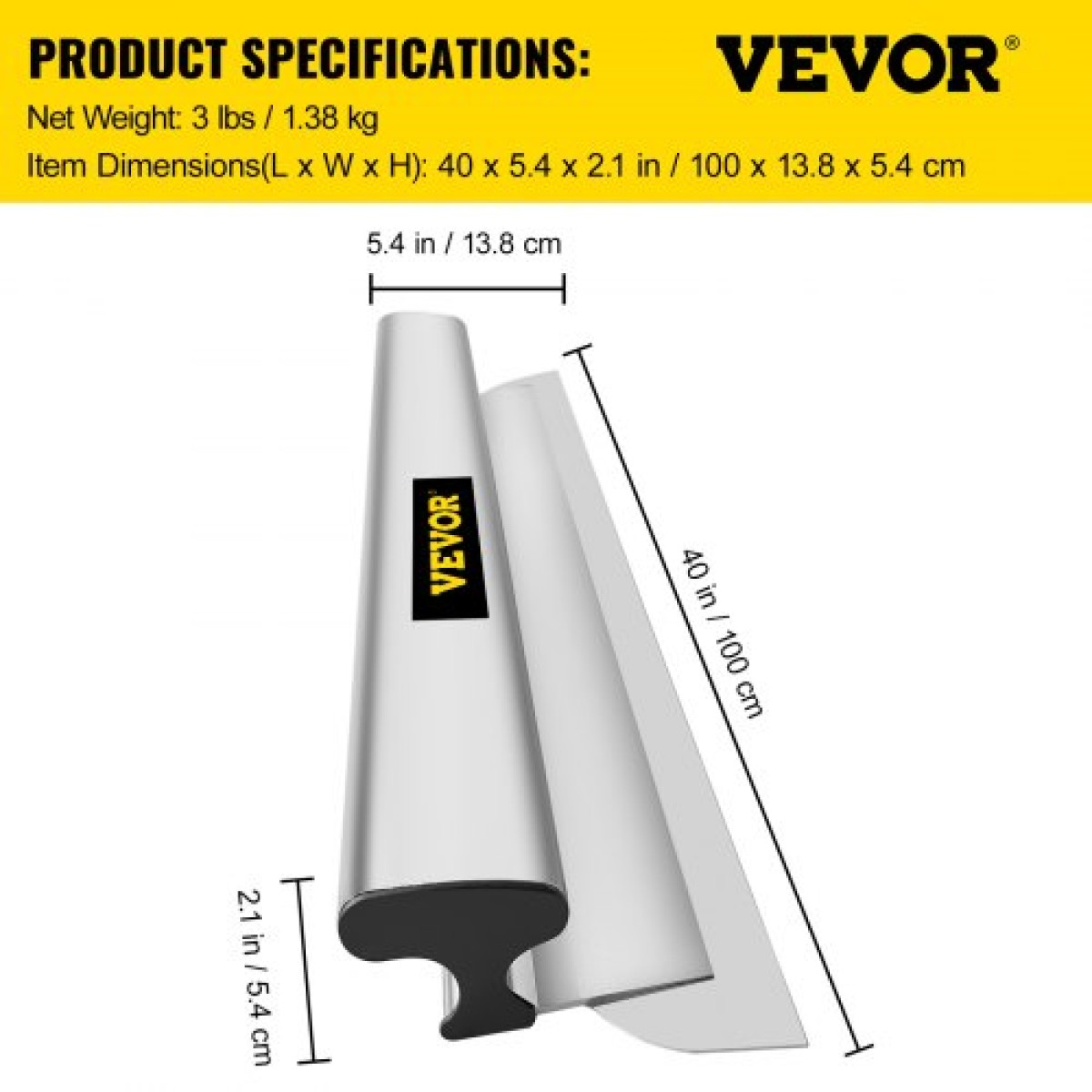 Γυψοσανίδα VEVOR Skimming Blade, 40inch Smoothing Knock-down Knife, Εργαλείο φινιρίσματος Putty Knife από ανοξείδωτο χάλυβα, ακραίες τάπες υψηλής πρόσκρουσης για γυψοσανίδες τοίχου γυψοσανίδας Gyprock