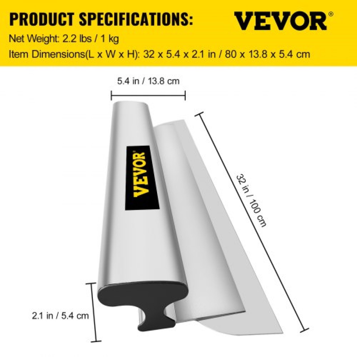Γυψοσανίδα VEVOR Skimming Blade, 32 ιντσών λειαντικό μαχαίρι Knock-down, Εργαλείο φινιρίσματος στόκου από ανοξείδωτο χάλυβα, ακραία καπάκια υψηλής πρόσκρουσης για γυψοσανίδες τοίχου γυψοσανίδας γυψοσανίδας γυψοσανίδας