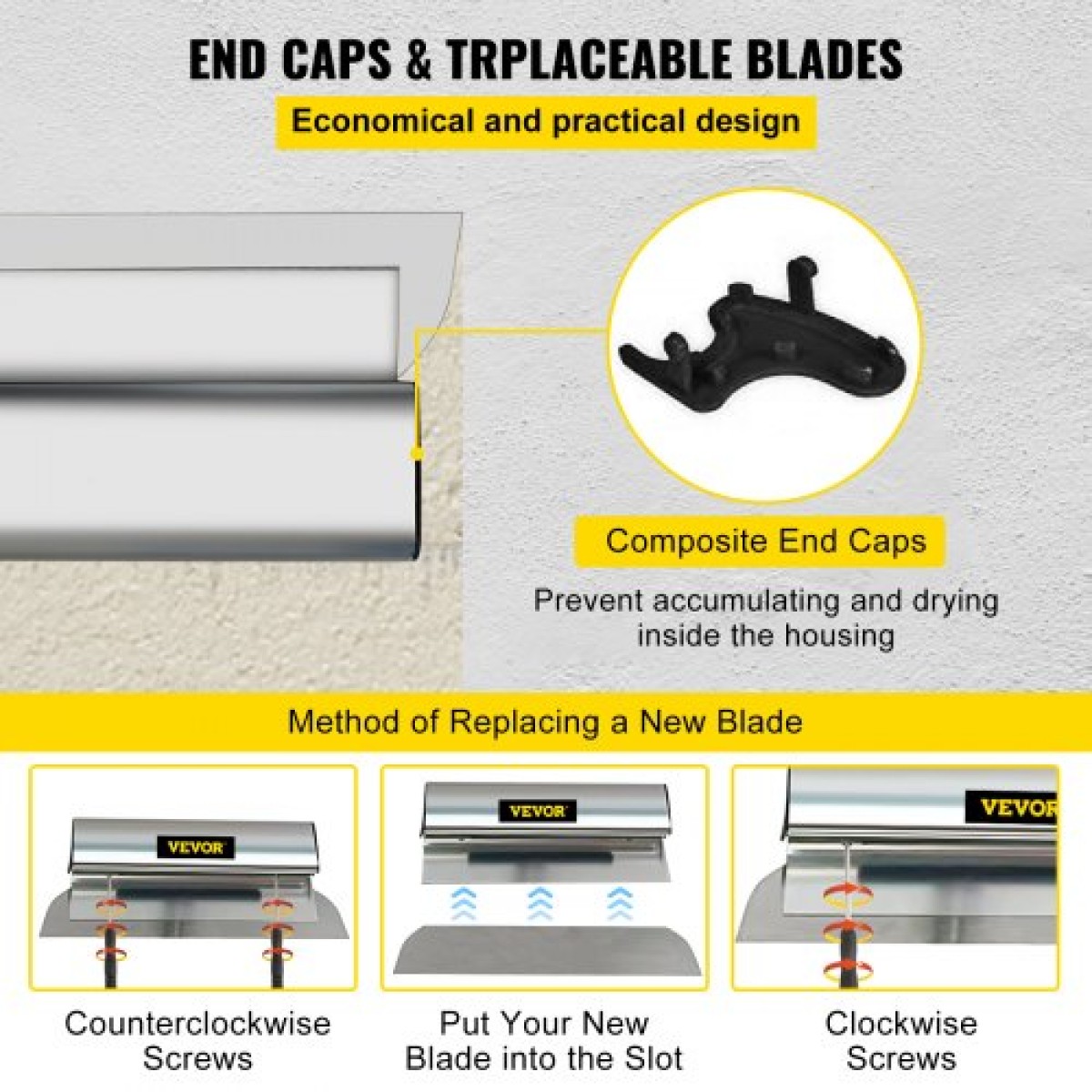 Γυψοσανίδα VEVOR Skimming Blade, 24 ιντσών λειαντικό μαχαίρι Knock-down, Εργαλείο φινιρίσματος μαχαιριού στόκου από ανοξείδωτο χάλυβα, ακραία καπάκια υψηλής πρόσκρουσης για γυψοσανίδες τοίχου γυψοσανίδας γυψοσανίδας γυψοσανίδας