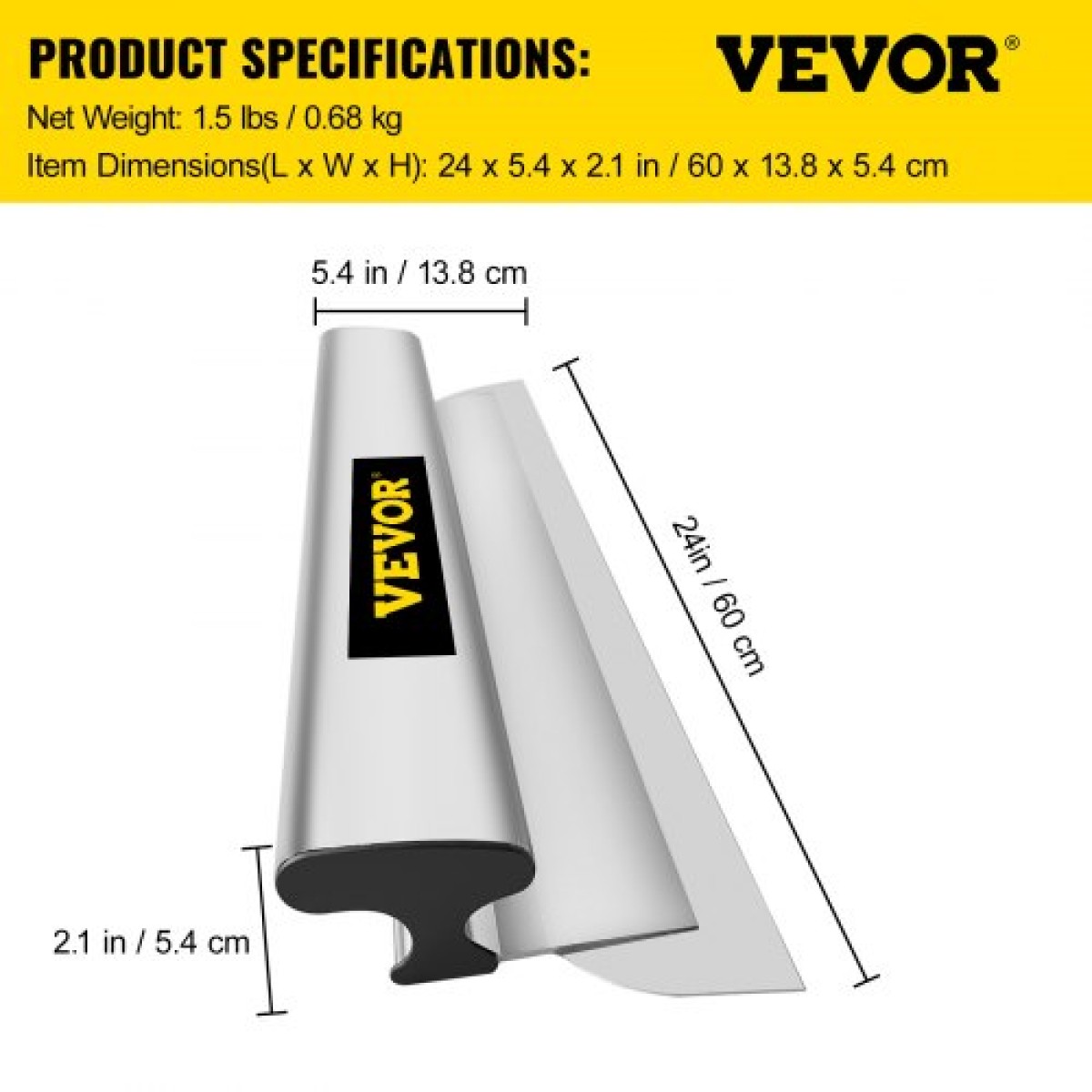Γυψοσανίδα VEVOR Skimming Blade, 24 ιντσών λειαντικό μαχαίρι Knock-down, Εργαλείο φινιρίσματος μαχαιριού στόκου από ανοξείδωτο χάλυβα, ακραία καπάκια υψηλής πρόσκρουσης για γυψοσανίδες τοίχου γυψοσανίδας γυψοσανίδας γυψοσανίδας