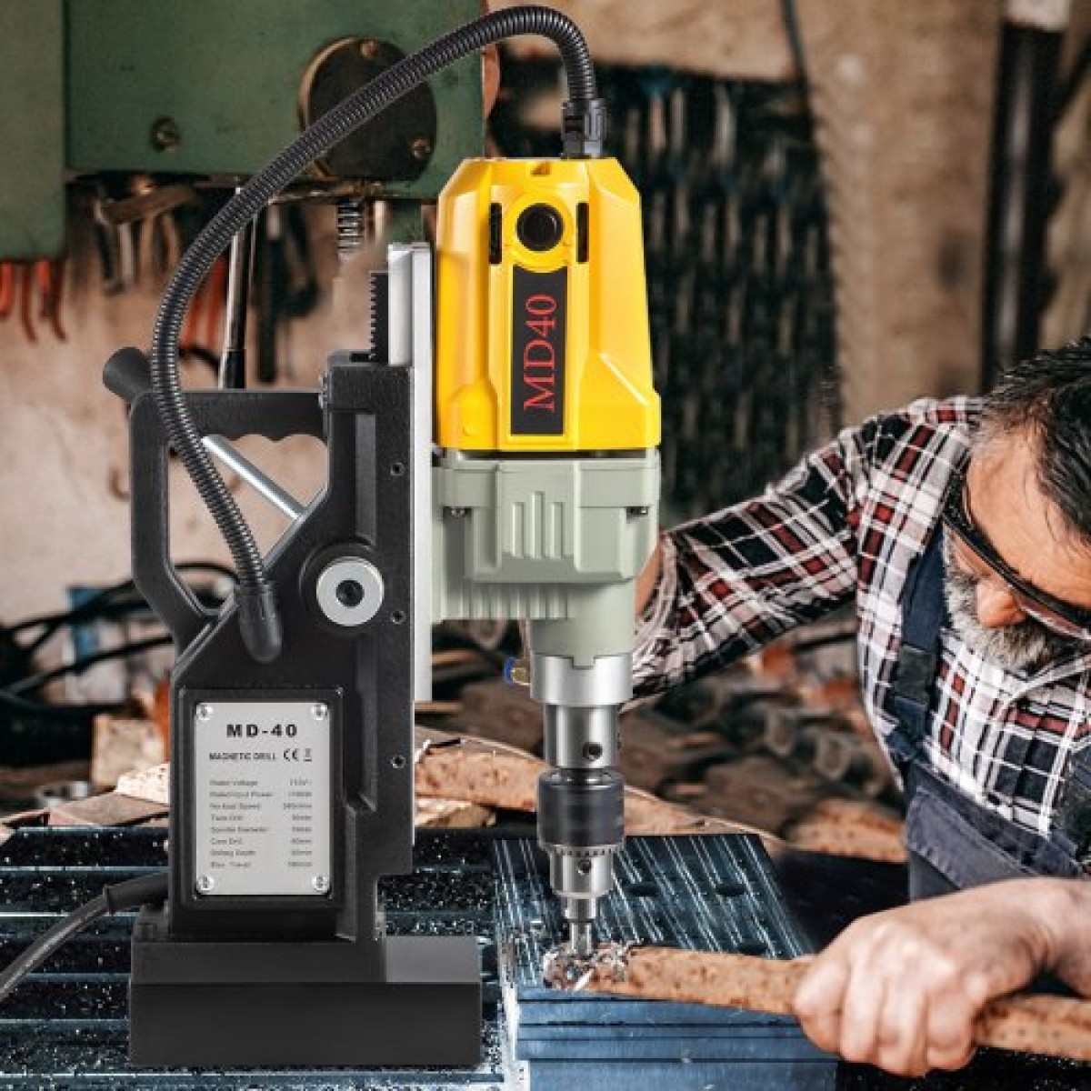 VEVOR Magnetic Drill, 1100W 4 cm Διάμετρος διάτρησης, 2697lbf/12000N Φορητή ηλεκτρική πρέσα τρυπανιού Mag με 7 Bit, 580 RPM Μέγιστη ταχύτητα διάτρησης για οποιαδήποτε επιφάνειες και οικιακές βελτιώσεις