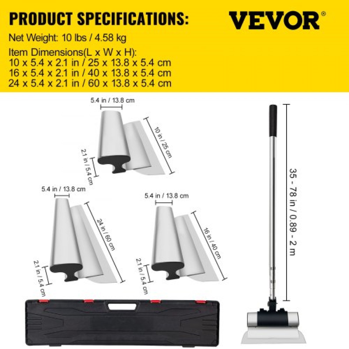 VEVOR Γυψοσανίδα με λεπίδα στόκος κομπό 25,4/40,6/61 cm Εργαλείο σπάτουλα με λαβή