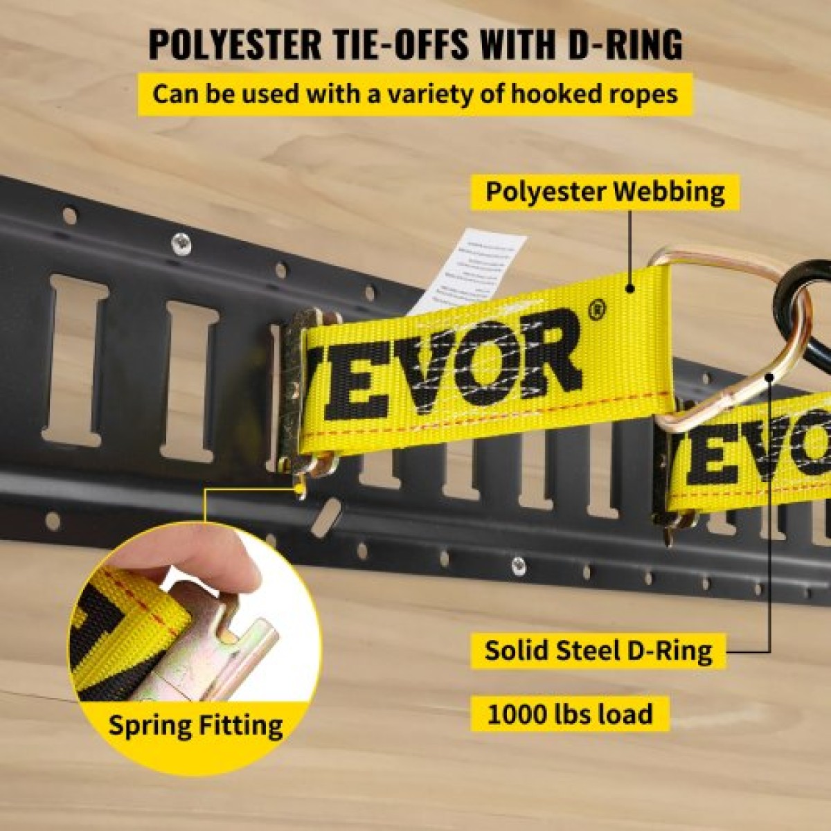 VEVOR E Track Tie-Down Rail Kit, 30PCS 152,4 cm Σετ E-Tracks Περιλαμβάνει 4 χαλύβδινες ράγες & 2 μονή υποδοχή & 8 δακτυλίους O & 8 ​​Tie-Off με D-Ring & 8 End Caps, Αξεσουάρ ασφάλισης για φορτίο, μοτοσικλέτες και ποδήλατα