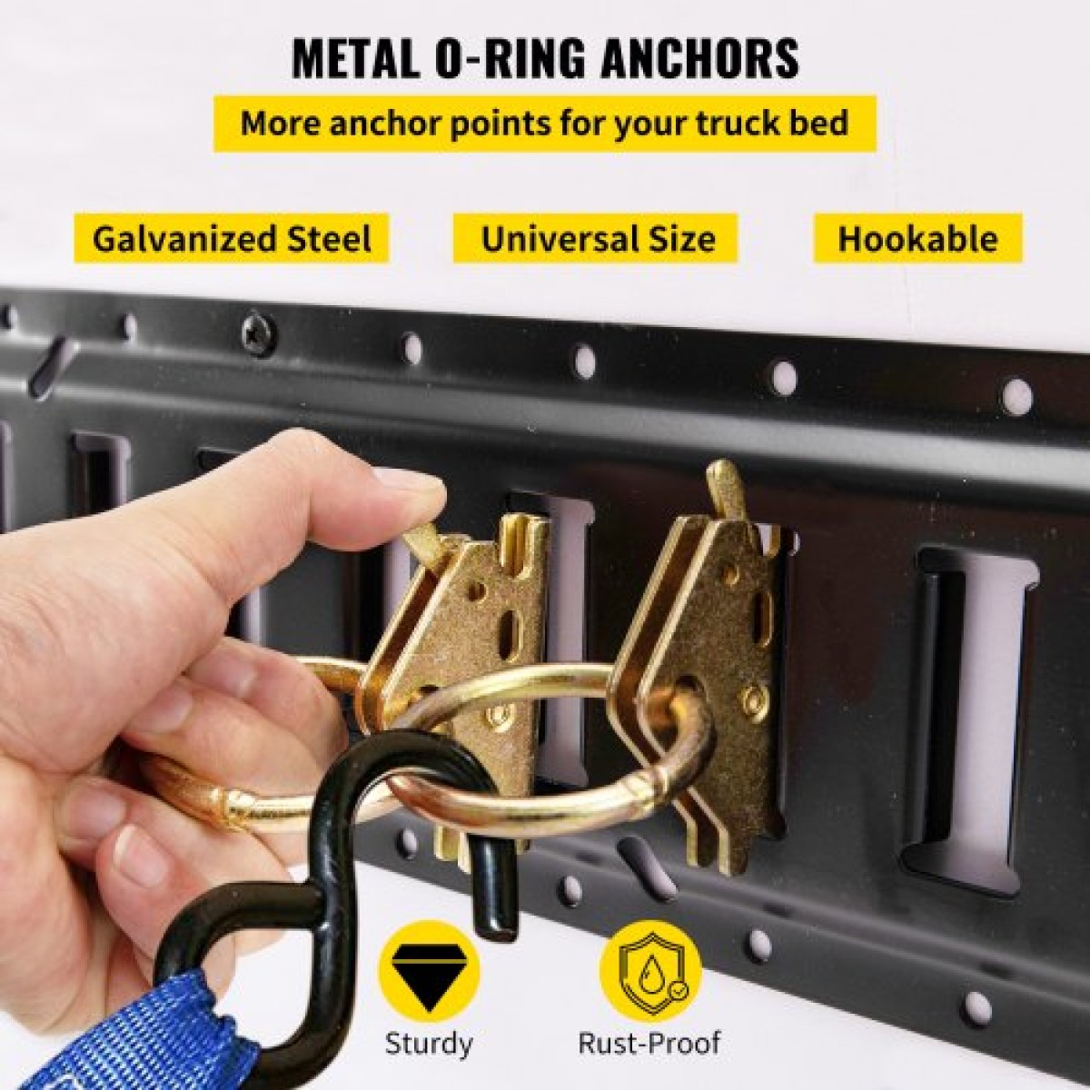 VEVOR E Track Tie-Down Rail Kit, 30PCS 152,4 cm Σετ E-Tracks Περιλαμβάνει 4 χαλύβδινες ράγες & 2 μονή υποδοχή & 8 δακτυλίους O & 8 ​​Tie-Off με D-Ring & 8 End Caps, Αξεσουάρ ασφάλισης για φορτίο, μοτοσικλέτες και ποδήλατα