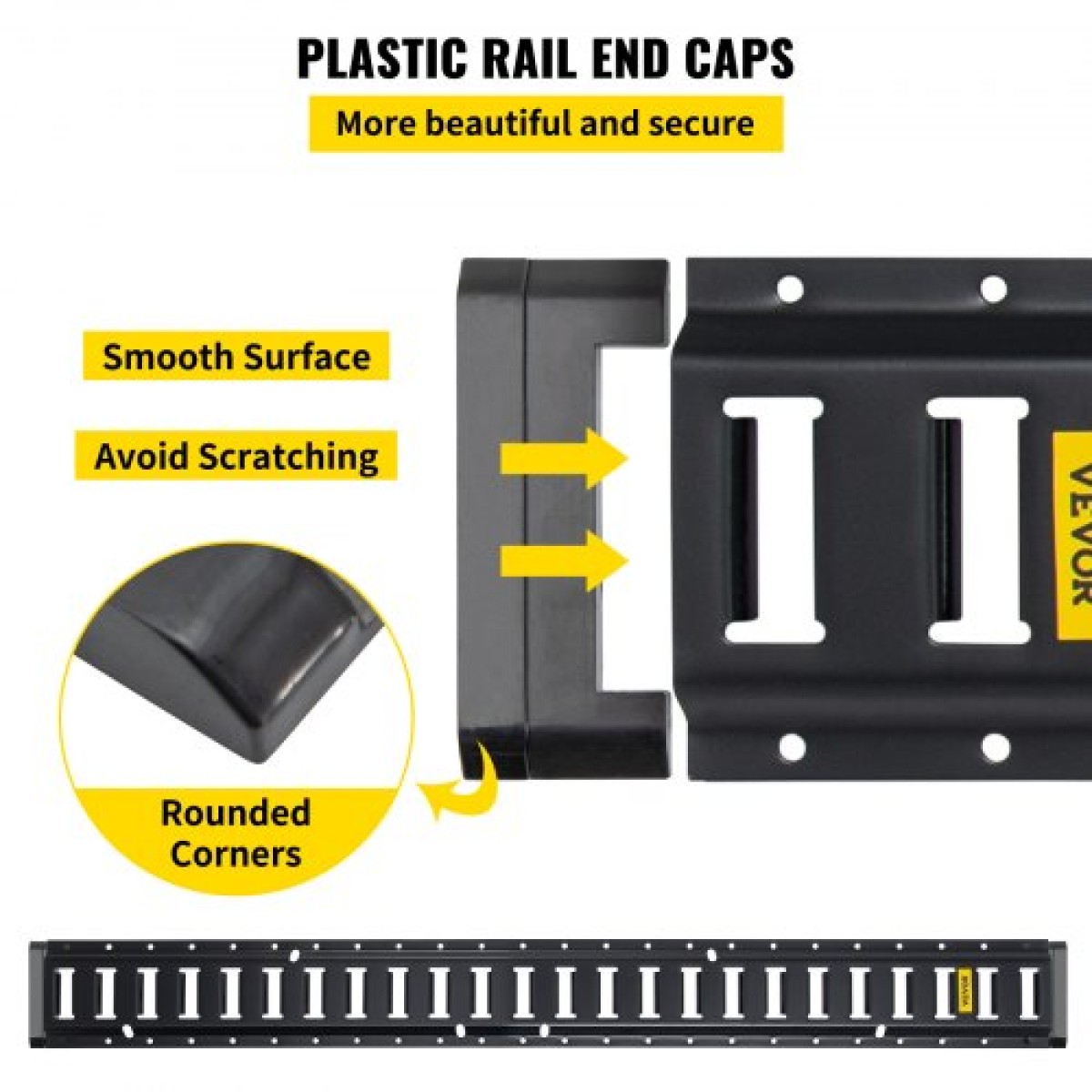 VEVOR E Track Tie-Down Rail Kit, 30PCS 152,4 cm Σετ E-Tracks Περιλαμβάνει 4 χαλύβδινες ράγες & 2 μονή υποδοχή & 8 δακτυλίους O & 8 ​​Tie-Off με D-Ring & 8 End Caps, Αξεσουάρ ασφάλισης για φορτίο, μοτοσικλέτες και ποδήλατα