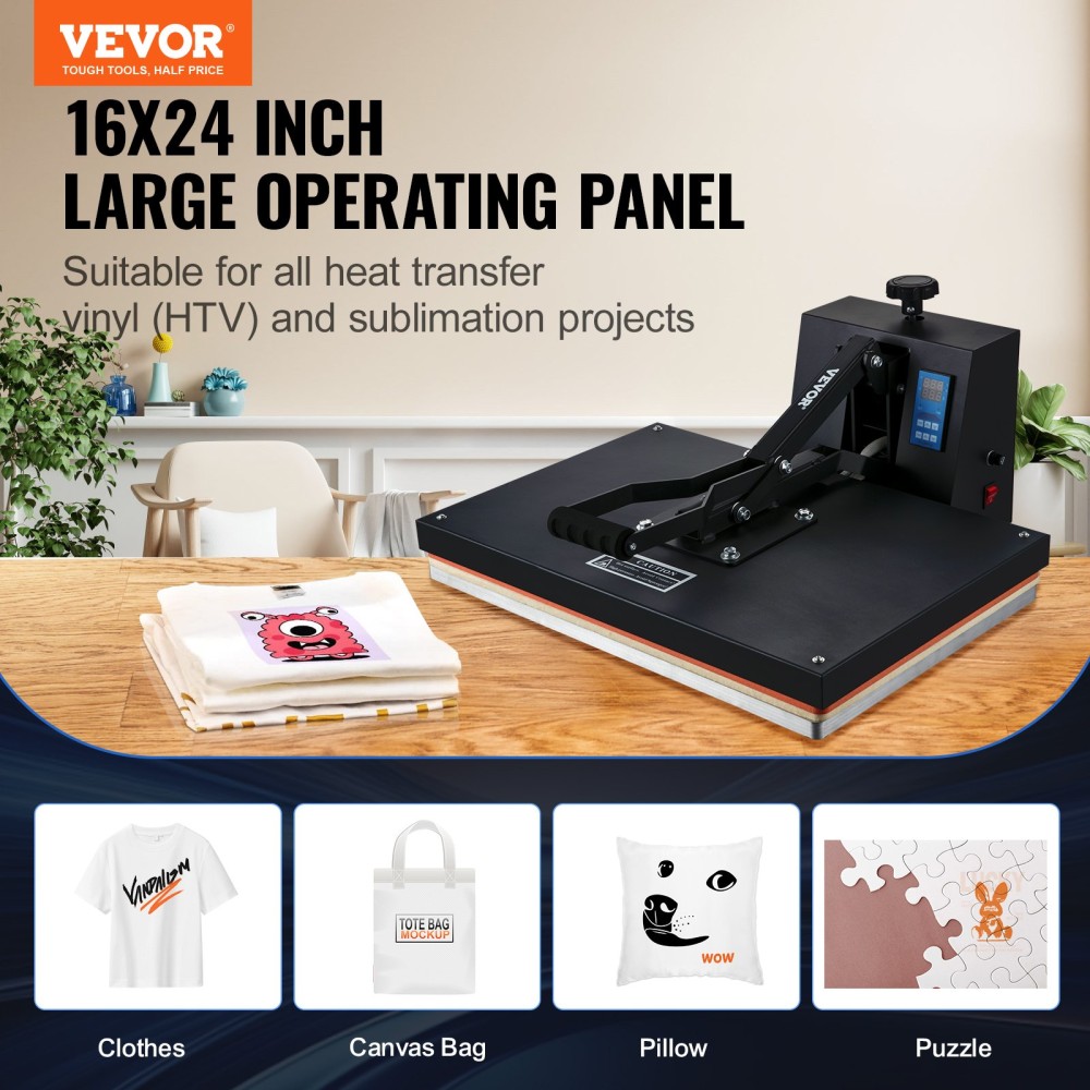 VEVOR Heat Press Machine 16 x 24 in/40,6 x 61 cm Printer Transfer Sublimation for DIY T-shirt