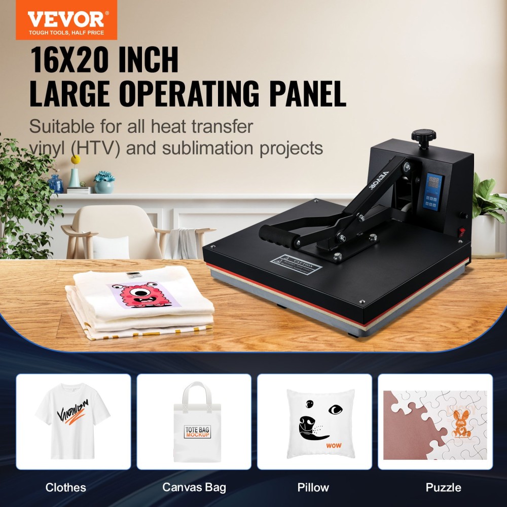 VEVOR Heat Press Machine 16 x 20 in/40,6 x 50,8 cm Sublimation Printer Transfer for DIY T-shirt