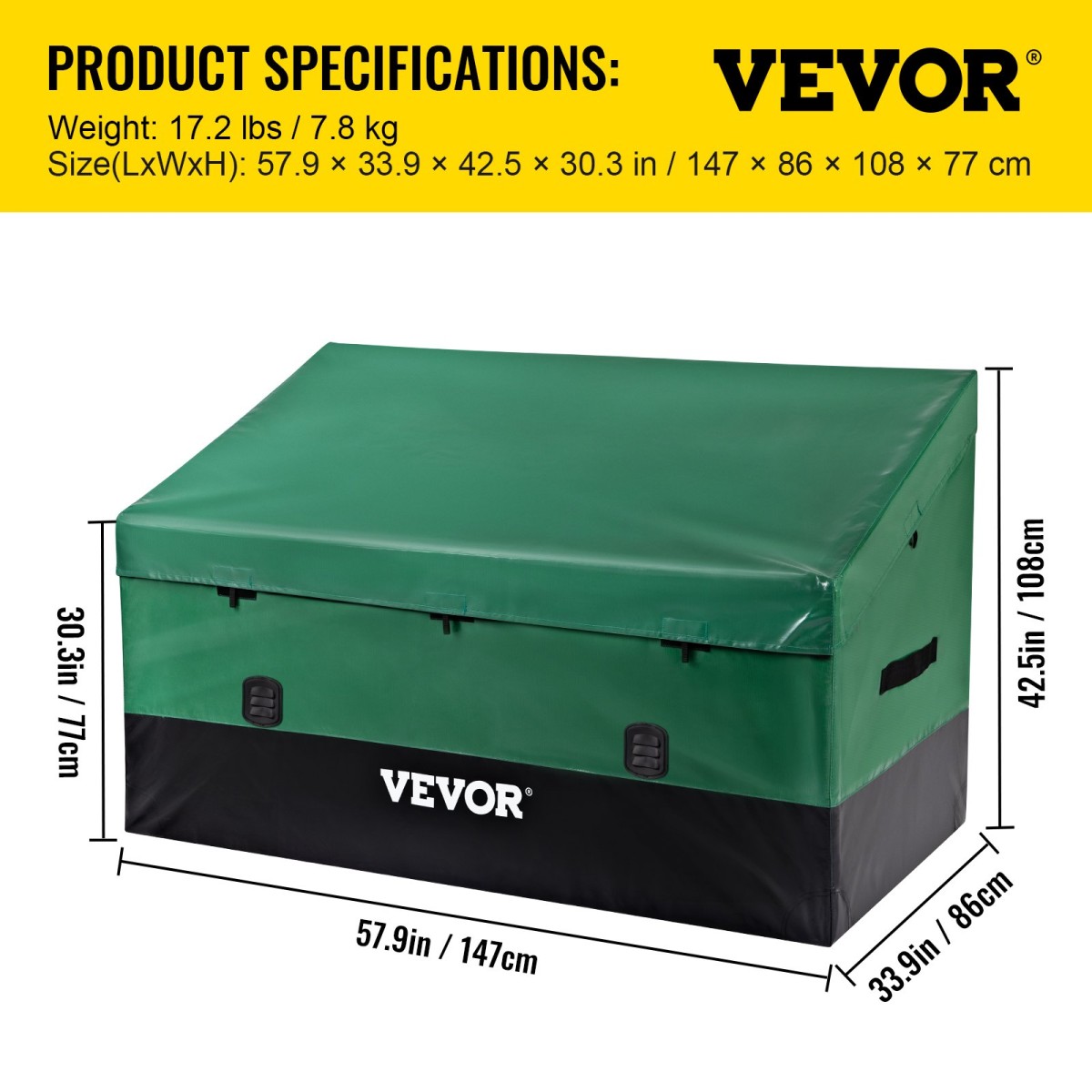 VEVOR Outdoor Storage Box Patio Deck Box 870,6 L Αδιάβροχος μουσαμάς PE