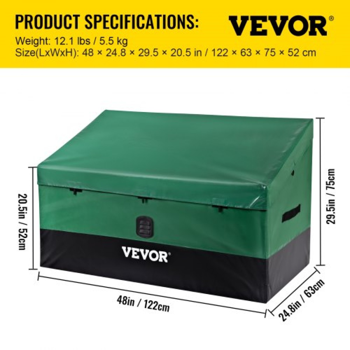 VEVOR Outdoor Storage Box, 100 Gallon Αδιάβροχο PE Tarpaulin Deck Box με γαλβανισμένο πλαίσιο, προστασία παντός καιρού & φορητό, για κάμπινγκ, κήπο, δίπλα στην πισίνα και αυλή, καφέ & μπλε