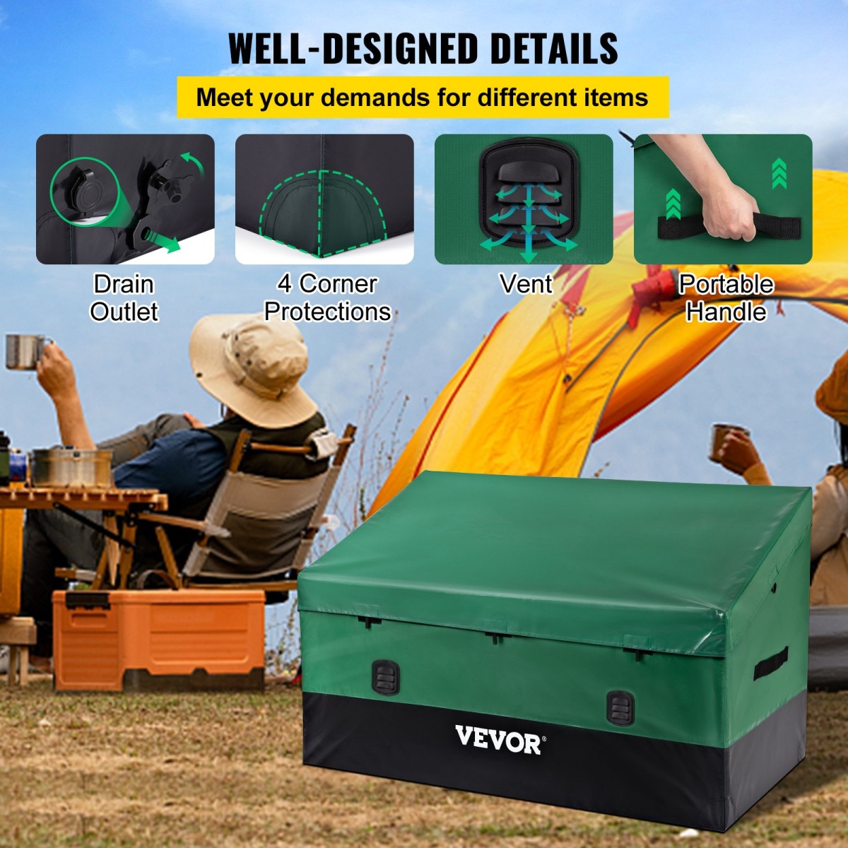VEVOR Outdoor Storage Box Patio Deck Box 567,8 L Αδιάβροχος μουσαμάς PE