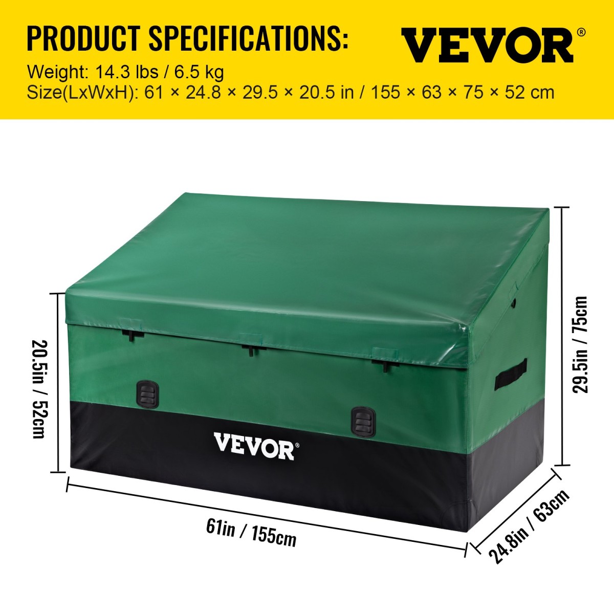 VEVOR Outdoor Storage Box Patio Deck Box 567,8 L Αδιάβροχος μουσαμάς PE