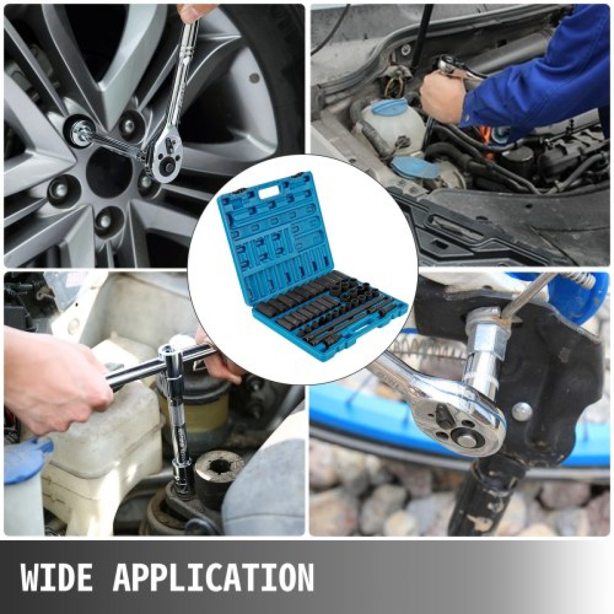 VEVOR Impact Socket Set 1/2 Inches 43 Piece Impact Socket, Standard Socket Assortment, 1/2 Inches Drive Socket Set 6 Point Socket Metric 9-30mm (Standard/Deep)