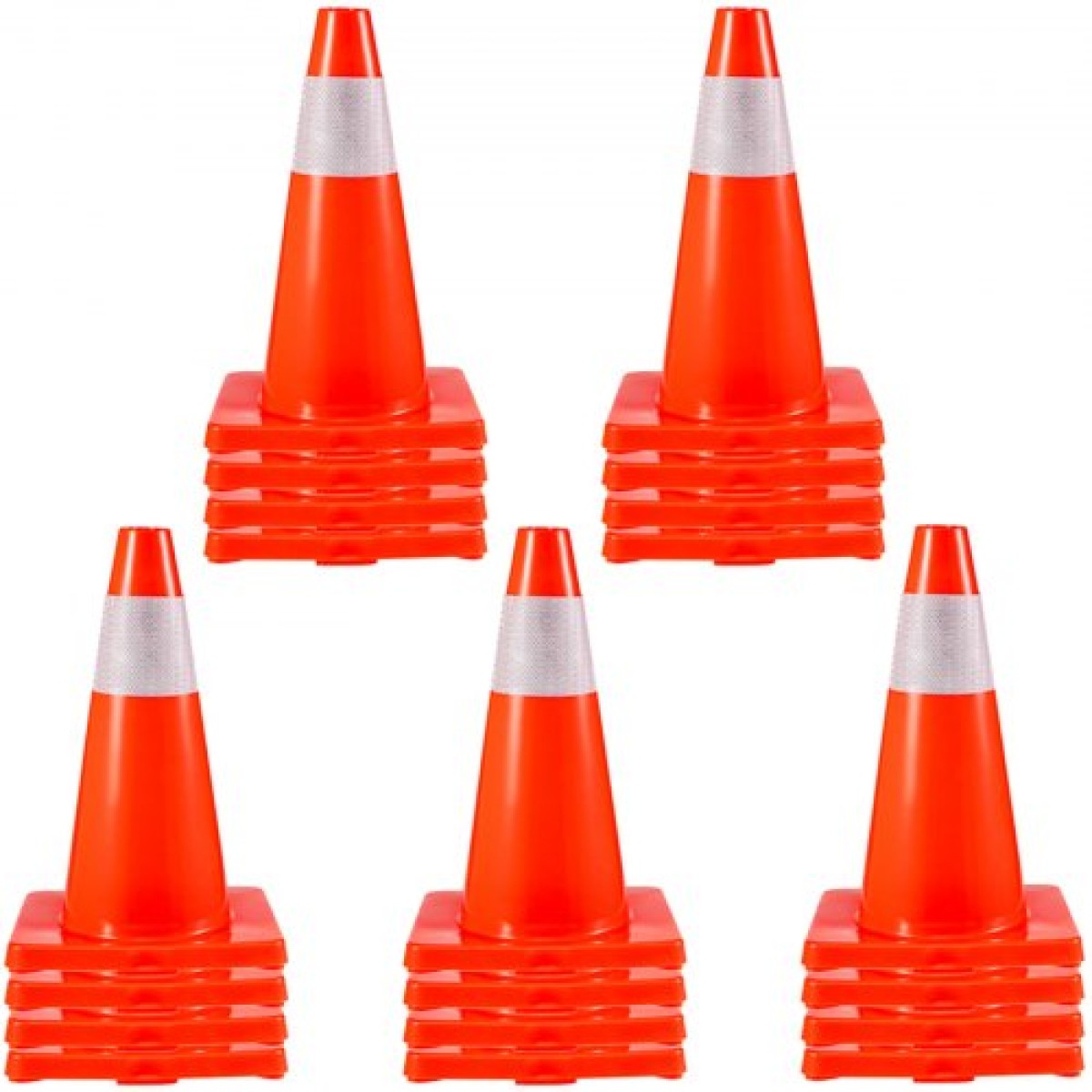 VEVOR 20Pack 18\" Traffic Cones, Safety Road Parking Cones Βάση PVC, Πορτοκαλί Κώνος Κυκλοφορίας με Ανακλαστικά Κολάρα, Κώνοι Κατασκευής Επικίνδυνων για Στάθμευση οικιακής κυκλοφορίας