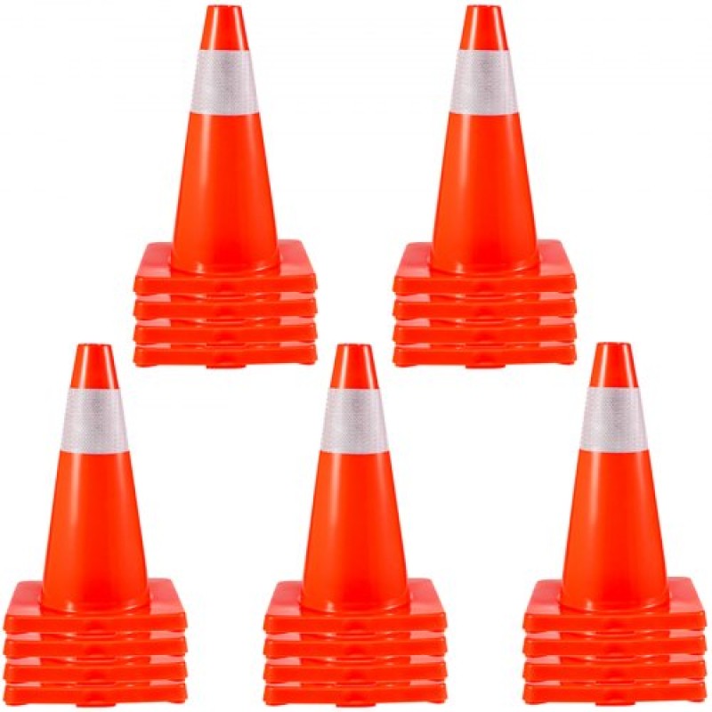 VEVOR 20Pack 18\" Traffic Cones, Safety Road Parking Cones Βάση PVC, Πορτοκαλί Κώνος Κυκλοφορίας με Ανακλαστικά Κολάρα, Κώνοι Κατασκευής Επικίνδυνων για Στάθμευση οικιακής κυκλοφορίας