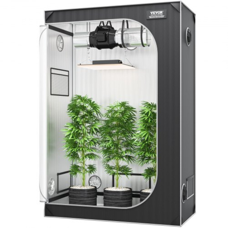VEVOR 2x4 Grow Tent, 122 x 61 x 183 cm, High Reflective 2000D Mylar Hydroponic Growing Tent με παράθυρο παρατήρησης, τσάντα εργαλείων και δίσκο δαπέδου για καλλιέργεια φυτών εσωτερικού χώρου
