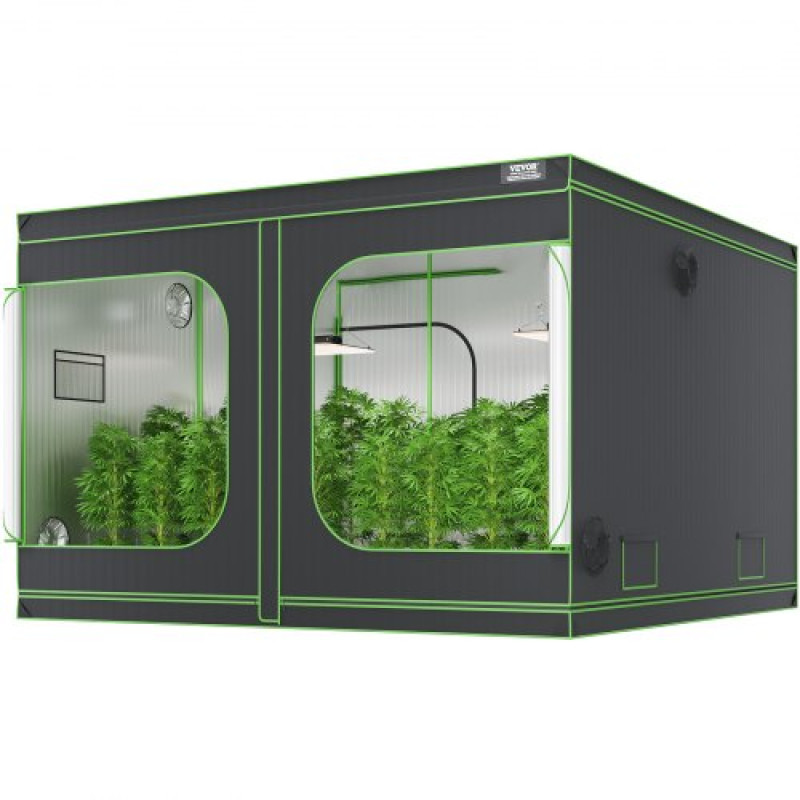 VEVOR 10x10 Grow Tent, 120'' x 120'' x 80'', High Reflective 600D Mylar Hydroponic Growing Ten with Observation Window, Tool Bag and Tray for Indoor Growing Plants
