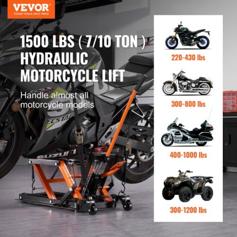 VEVOR Μοτοσικλέτα Υδραυλική Αντλία Βάση 680,4 kg ATV Dirt Bike Stand