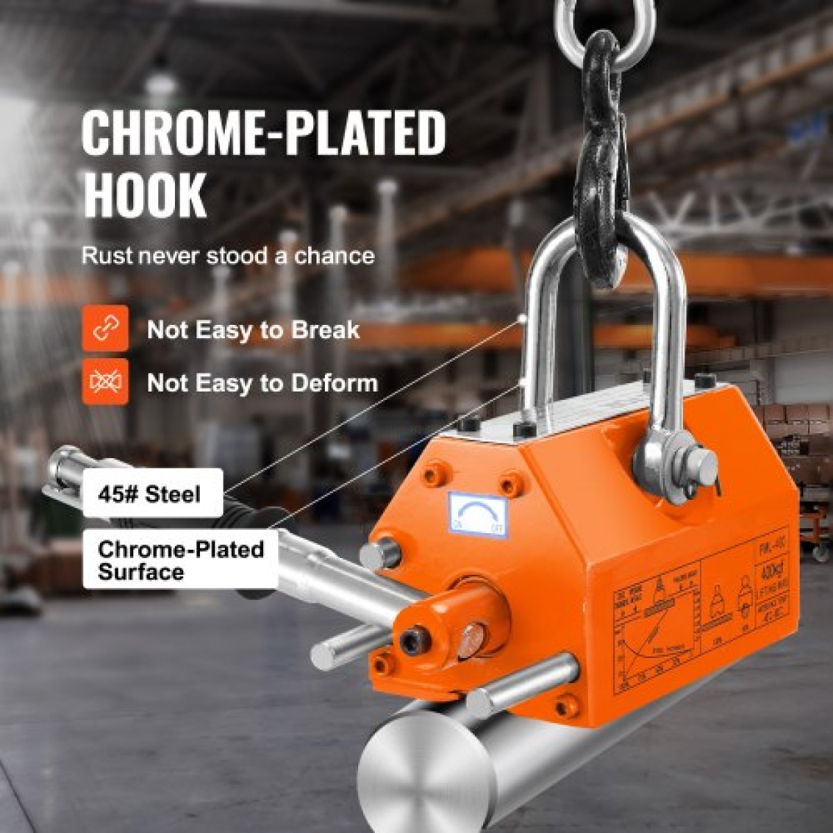 VEVOR Magnetic Lifter, 880 lbs/400 kg ικανότητα έλξης, 2,5 συντελεστής ασφάλειας, νεοδύμιο & χάλυβας, μαγνήτης ανύψωσης με απελευθέρωση, μαγνήτες μόνιμης ανύψωσης, μαγνήτης βαρέως τύπου για ανυψωτικό, γερανός καταστήματος, μπλοκ, σανίδα