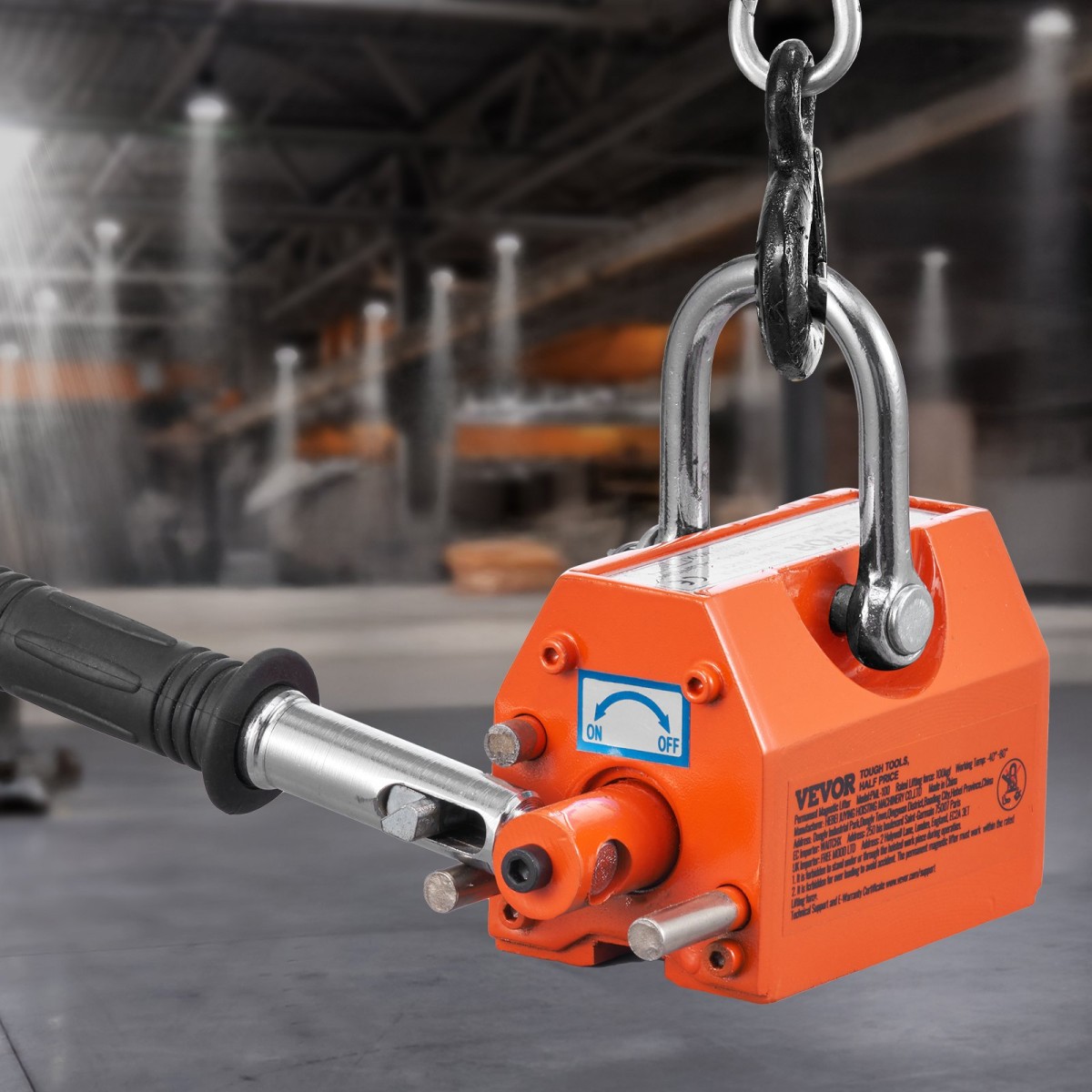 VEVOR Magnetic Lifter, 220 lbs/100 kg ικανότητα έλξης, 2,5 συντελεστής ασφάλειας, νεοδύμιο & χάλυβας, μαγνήτης ανύψωσης με απελευθέρωση, μαγνήτες μόνιμης ανύψωσης, μαγνήτης βαρέως τύπου για ανυψωτικό, γερανός καταστήματος, μπλοκ, σανίδα