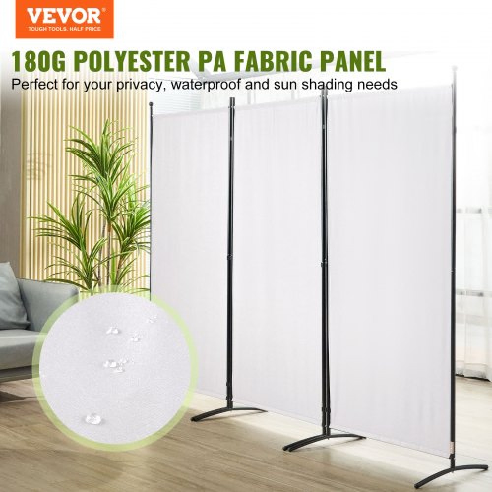 VEVOR Room Divider, 6.1 ft Room Dividers and Folding Privacy Screens (3-panel), Fabric Partition Room Dividers for Office, Bedroom, Dining Room, Study, Freestanding, White