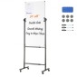 VEVOR Rolling Magnetic Whiteboard, Κινητός Λευκός Πίνακας Διπλής Όψης 24x48 ίντσες, Ρυθμιζόμενος Ύψος Dry Erase Board με ρόδες, 1 Magnetic Erase & 3 Dry Erase Markers & Mobile Tray for Office School