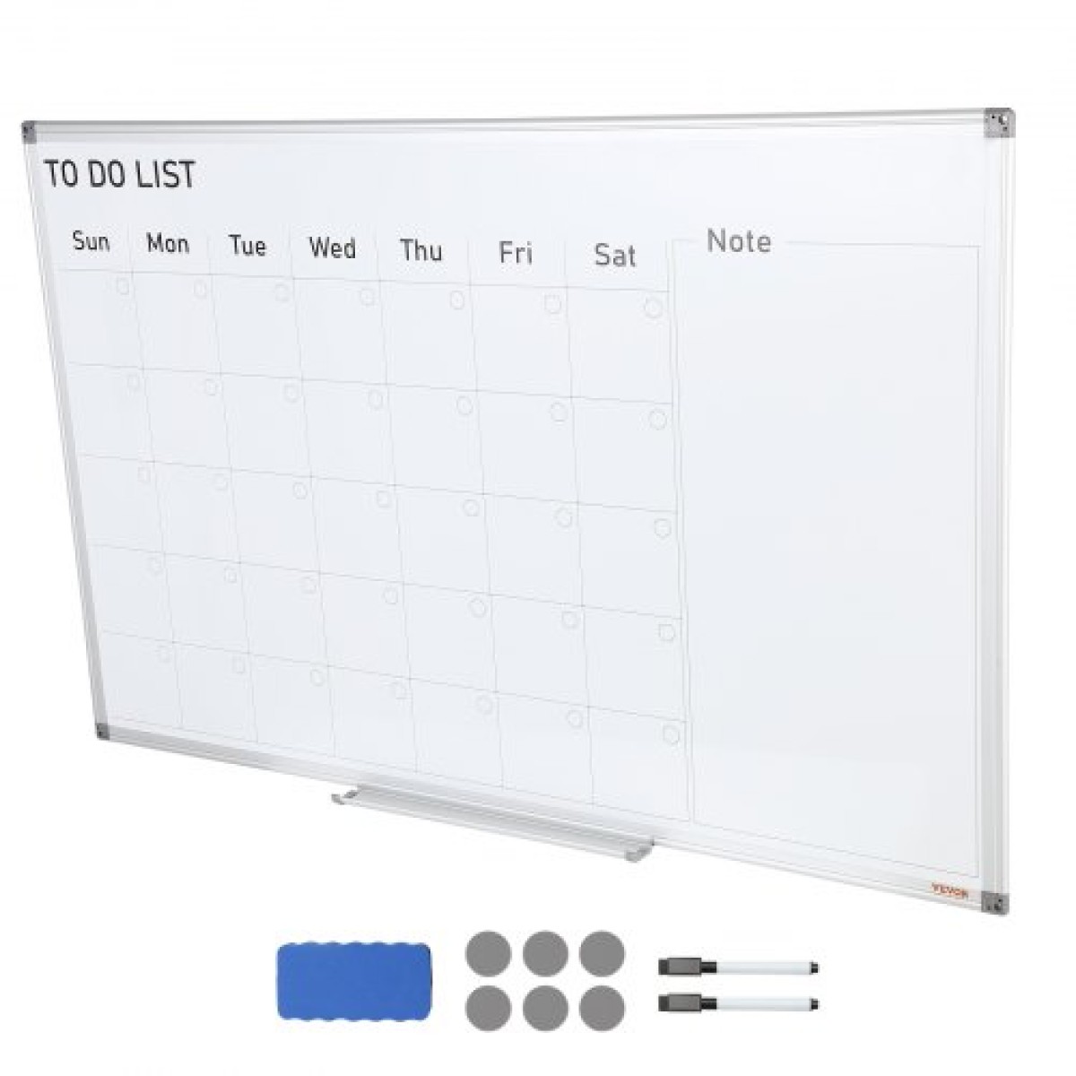 Λευκός πίνακας VEVOR Calendar, 36 x 24 ίντσες Magnetic Dry Erase Calendar Board, Monthly Planner Whiteboard για τοίχο, 1 Magnetic Erase & 2 Dry Erase Marker & Mobile Tray for Restaurant Office Home School