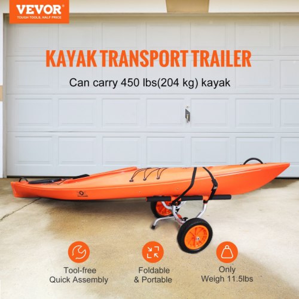 Καρότσι VEVOR Heavy Duty Kayak, χωρητικότητα 204,1 κιλών, Αποσπώμενο καρότσι κανόε με μασίφ λάστιχα 30,5 cm, ρυθμιζόμενο πλάτος & αντιολισθητικό πόδι στήριξης, για καγιάκ Canoes Paddleboards Float Mats Jon Boats