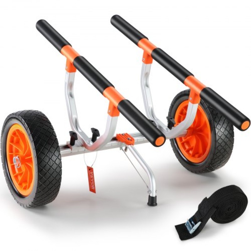 Καρότσι VEVOR Heavy Duty Kayak, χωρητικότητα 204,1 κιλών, Αποσπώμενο καρότσι κανόε με μασίφ λάστιχα 30,5 cm, ρυθμιζόμενο πλάτος & αντιολισθητικό πόδι στήριξης, για καγιάκ Canoes Paddleboards Float Mats Jon Boats