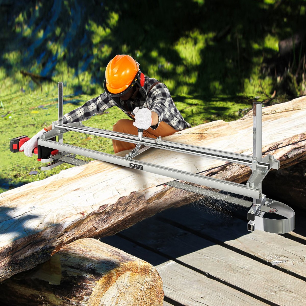 VEVOR Αλυσοπρίονο, Φορητό Πριονιστήριο 36 cm-122 cm Οδηγός Μπάρα, Γαλβανισμένο Ατσάλι Αλυσοπρίονο Μύλος σανίδας με 0,5 cm-30 cm Πάχος κοπής, Πριονιστήριο σταυροκοπτικής ξυλείας για οικοδόμους και ξυλουργούς
