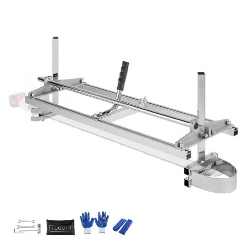 VEVOR Φορητό Πριονιστήριο 35,6cm-91,4cm Μπάρα οδηγός Γαλβανισμένο Ατσάλι Αλυσοπρίονο Σανίδα 0,5cm-30cm Πάχος, Πριονιστήριο σταυροκοπτικής ξυλείας για οικοδόμους και ξυλουργούς, ασήμι