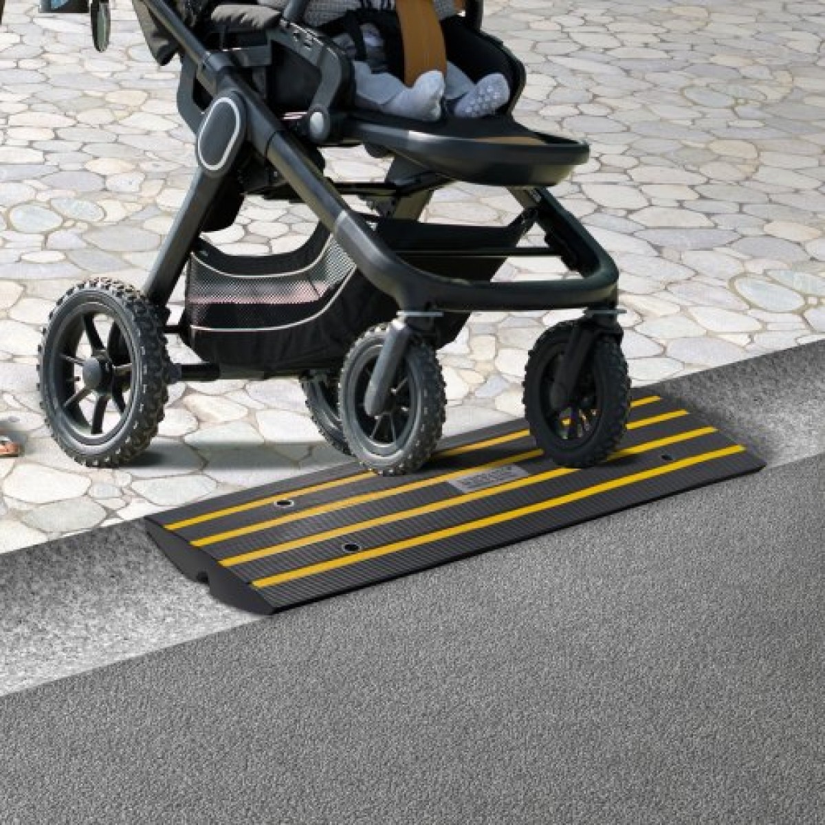 VEVOR Curb Ramp, 6,6cm Rise Rubber Driveway Ramps, Heavy Duty 14999,8 kg Βάρος χωρητικότητας ράμπα κατωφλίου, ράμπες γέφυρας πεζοδρομίου για φόρτωση πεζοδρομίου αποβάθρας γκαράζ, επεκτάσιμο σετ πλήρους ράμπας