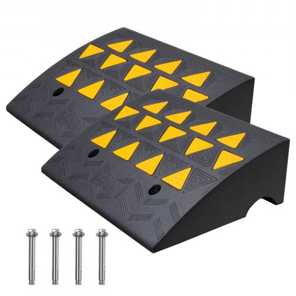 VEVOR Rubber Curb Ramp 2 Pack, 15,2 cm Rise Height Heavy-Duty 15000 kg/15 T Ράμπες κατωφλίου χωρητικότητας, Ράμπες Driveway με δομή σταθερού πλέγματος για αυτοκίνητα, αναπηρικά αμαξίδια, ποδήλατα, μοτοσικλέτες