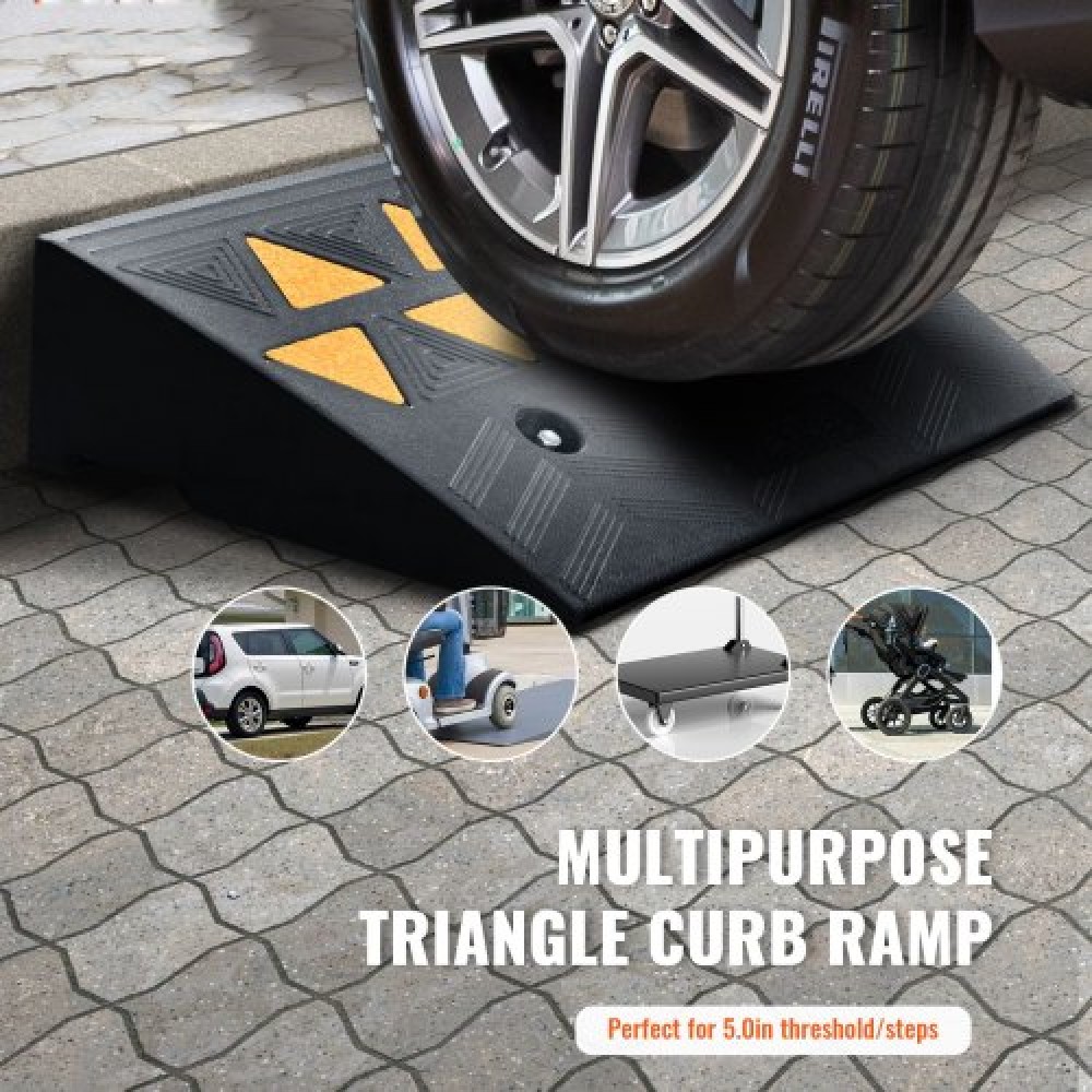 VEVOR Rubber Curb Ramp 2 Pack, 12,7 cm Rise Height Heavy-Duty 150.000 lbs/15 T ράμπες κατωφλίου χωρητικότητας, ράμπες οδήγησης με σταθερή δομή πλέγματος για αυτοκίνητα, αναπηρικά αμαξίδια, ποδήλατα, μοτοσικλέτες