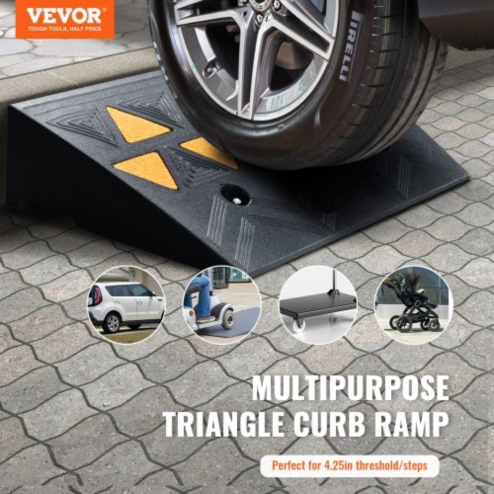 VEVOR Rubber Curb Ramp 10,8 cm Rise Height Sidewalk Curb Ramp, 30 cm Width 50 cm Length Ramp for Curb, 15T Heavy Duty Ramp for Forklift, φορτηγά, λεωφορεία, αυτοκίνητα, αναπηρικά καροτσάκια, ποδήλατα