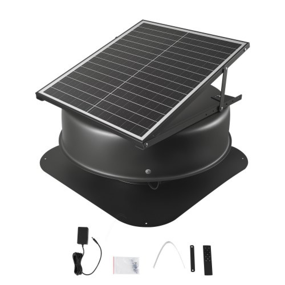 VEVOR Roof Attic Exhaust Fan, 42W Έξυπνος ανεμιστήρας αερισμού ηλιακής οροφής με θερμοστάτη, τηλεχειριστήριο, 2800 CFM ροή αέρα ενσωματωμένος κινητήρας συνεχούς ρεύματος χωρίς ψήκτρες για ψύξη