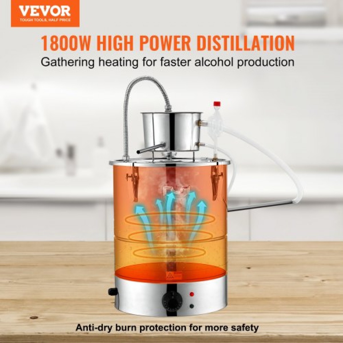 VEVOR Still Water Distiller 34,1L with Thumper Keg & Water Pump