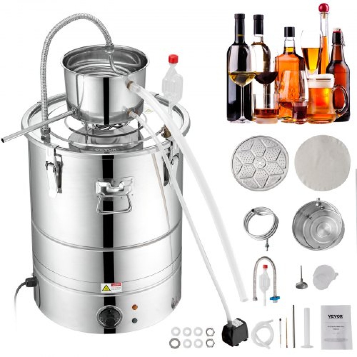 VEVOR Still Water Distiller 34,1L with Thumper Keg & Water Pump