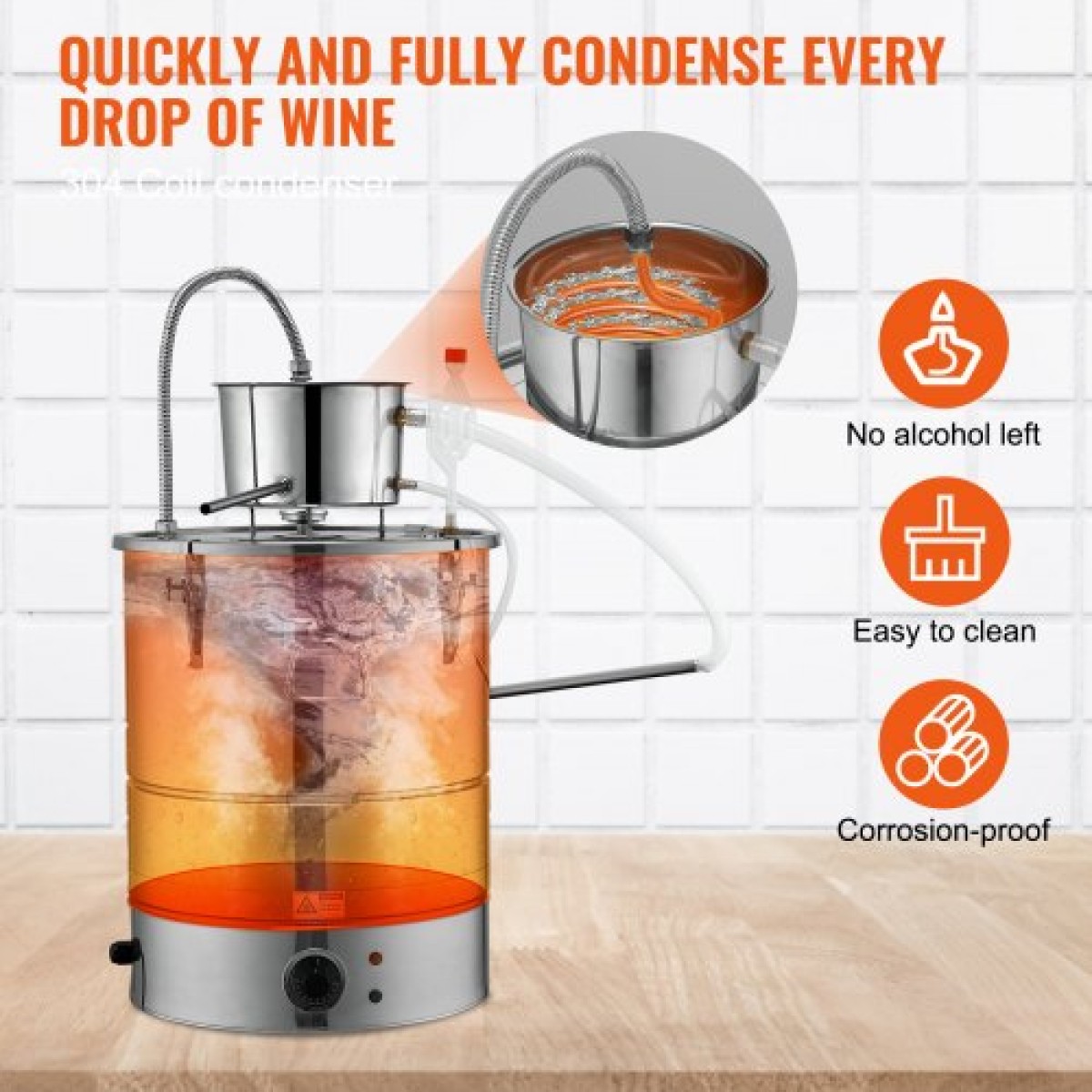 VEVOR Still Water Distiller 34,1L with Thumper Keg & Water Pump