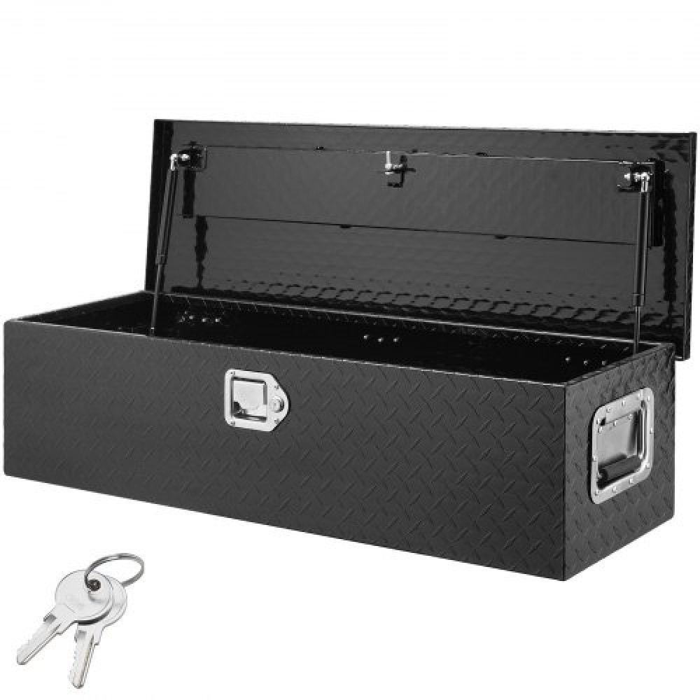 Κουτί εργαλείων κρεβατιού φορτηγού VEVOR Heavy Duty, Εργαλειοθήκη Diamond Plate με πλευρική λαβή και κλειδαριά κλειδαριάς, Storage Tool Box Box Organizer για παραλαβή, Κρεβάτι φορτηγού, RV, Trailer, 990 x 330 x 254 mm, Μαύρο