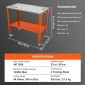 Τραπέζι συγκόλλησης VEVOR 91,4 cm x 45,7 cm, 544 kg Χωρητικότητα φορτίου Steel Welding Τραπέζι εργασίας σε ρόδες, Φορητός πάγκος εργασίας 2 στρώσεων με τροχούς πέδησης, 4 υποδοχές εργαλείων, οπές στερέωσης 1,6 cm