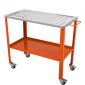 Τραπέζι συγκόλλησης VEVOR 91,4 cm x 45,7 cm, 544 kg Χωρητικότητα φορτίου Steel Welding Τραπέζι εργασίας σε ρόδες, Φορητός πάγκος εργασίας 2 στρώσεων με τροχούς πέδησης, 4 υποδοχές εργαλείων, οπές στερέωσης 1,6 cm