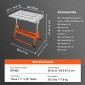 Τραπέζι συγκόλλησης VEVOR 76,2 cm x 50,8 cm, 181,4 kg Χωρητικότητα φορτίου Steel Welding Τραπέζι εργασίας σε ρόδες, Πτυσσόμενος πάγκος εργασίας με τρεις σχισμή 2,8 cm, 3 γωνίες κλίσης, ρυθμιζόμενο ύψος, αναδιπλούμενες ράγες οδήγησης