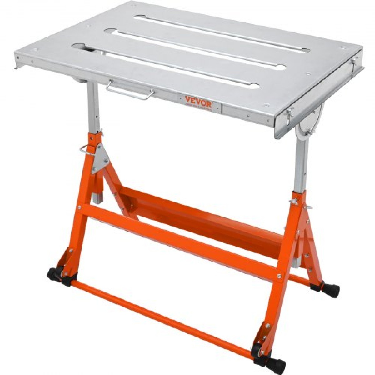 Τραπέζι συγκόλλησης VEVOR 76,2 cm x 50,8 cm, 181,4 kg Χωρητικότητα φορτίου Steel Welding Τραπέζι εργασίας σε ρόδες, Πτυσσόμενος πάγκος εργασίας με τρεις σχισμή 2,8 cm, 3 γωνίες κλίσης, ρυθμιζόμενο ύψος, αναδιπλούμενες ράγες οδήγησης