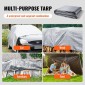 VEVOR Tarp Αδιάβροχο 487,7 x 609,6 cm, Πλαστικό κάλυμμα Poly Tarp 0,25 mm, Πολλαπλών χρήσεων στο σκίσιμο UV και ανθεκτικό στη θερμοκρασία μουσαμά εξωτερικού χώρου με ενισχυμένους δακτύλιους υψηλής αντοχής (Ασημί/Καφέ)