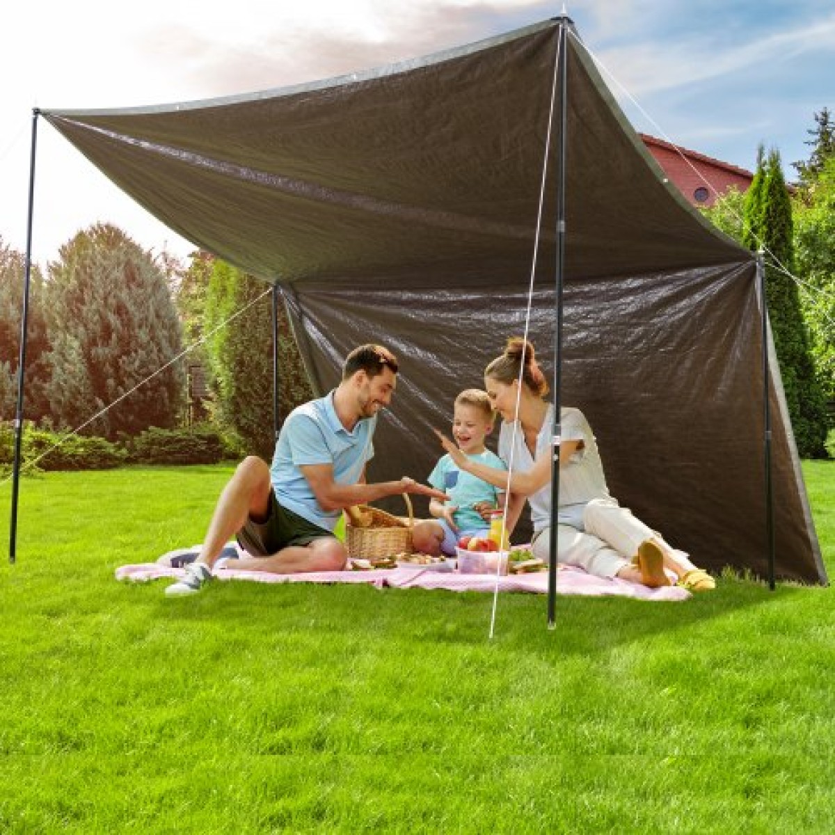 VEVOR Tarp Αδιάβροχο 487,7 x 609,6 cm, Πλαστικό κάλυμμα Poly Tarp 0,25 mm, Πολλαπλών χρήσεων στο σκίσιμο UV και ανθεκτικό στη θερμοκρασία μουσαμά εξωτερικού χώρου με ενισχυμένους δακτύλιους υψηλής αντοχής (Ασημί/Καφέ)
