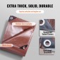 VEVOR Tarp 609,6 x 1219,2 cm 0,41 mm Εξαιρετικά πάχος, αδιάβροχο κάλυμμα από πολυ πλαστικό μουσαμά, μουσαμάς εξωτερικού χώρου πολλαπλών χρήσεων με δακτύλιους & ενισχυμένες άκρες για φορτηγό, RV, Σκάφος, Κάμπινγκ (Καφέ)